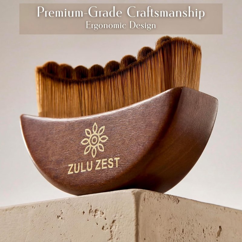Lymphatic Drainage Face Brush - Curved Bristle Sculpting Tool | Wooden Handle, Soft Dry Brush for Puffiness, Light Brown