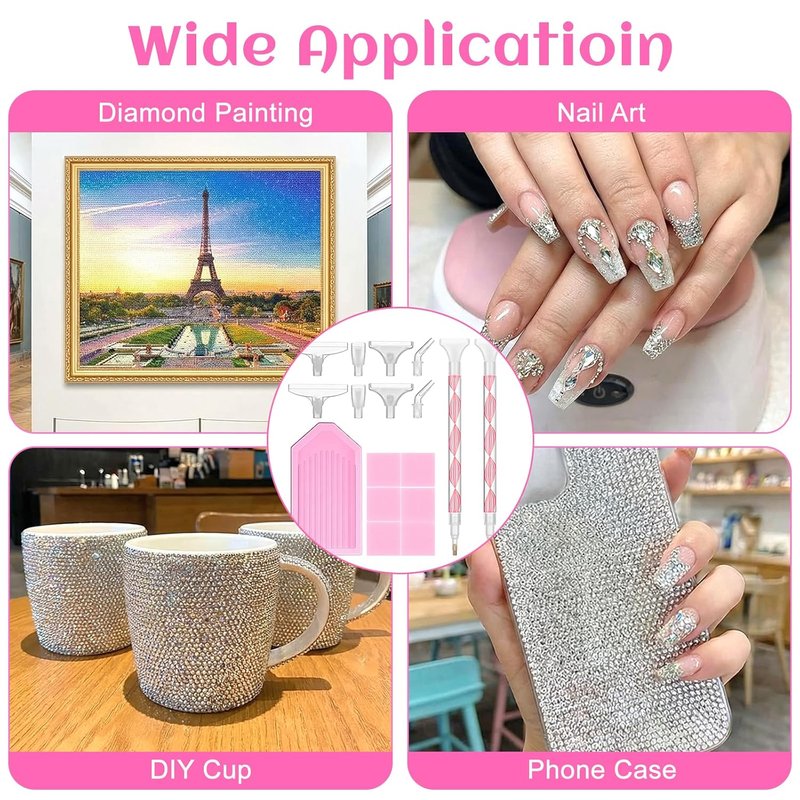 Rhinestone Picker Tool Kit - Dual-Ended Applicator Pen with Tray & Replacement Tips for DIY Nail Art