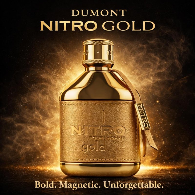 Dumont Nitro Gold Extrait De Parfum 3.4 Fl. Oz - Long Lasting Unisex Citrus Woody Amber Fragrance