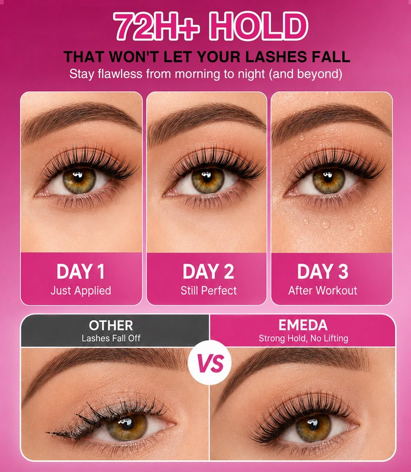 EMEDA Clear Lash Bond and Seal, Lash Glue for Eyelash Clusters, 72H Waterproof Cluster Glue, No White Residue Bond and Seal for DIY Individual & Cluster Lashes Extensions (6ml+6ml)