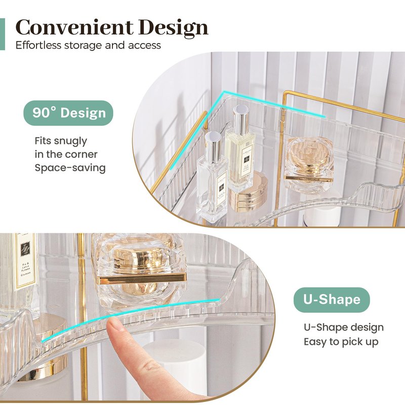 Aveniee Corner Bathroom Counter Organizer, 3 Tier Makeup Perfume Storage for Vanity, Countertop SkinCare Stand Shelf Holder for Women (Green)