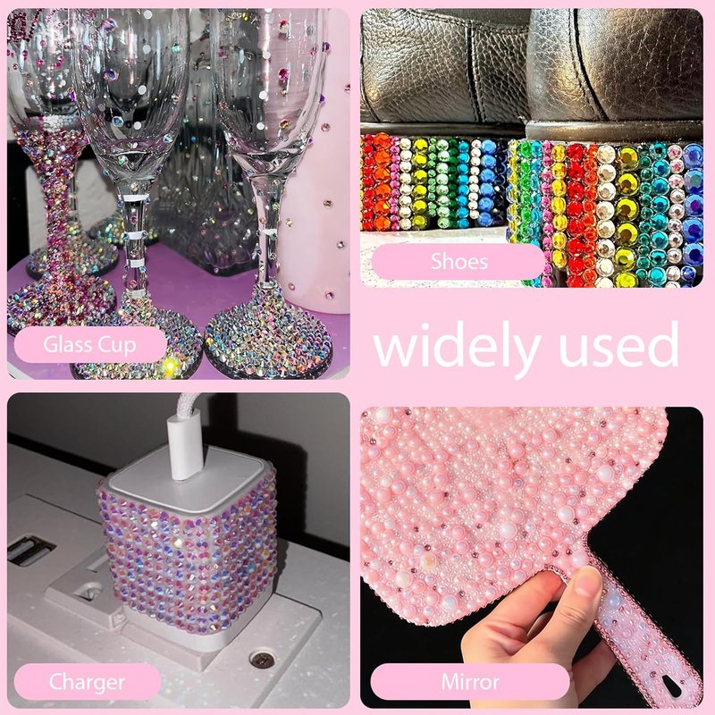 Resin Flatback Rhinestones - 32000 Pcs Multicolor Craft Kit with 4 Pcs B7000 Glue | 3mm Bedazzler Gems for Clothing, Shoes, Cups