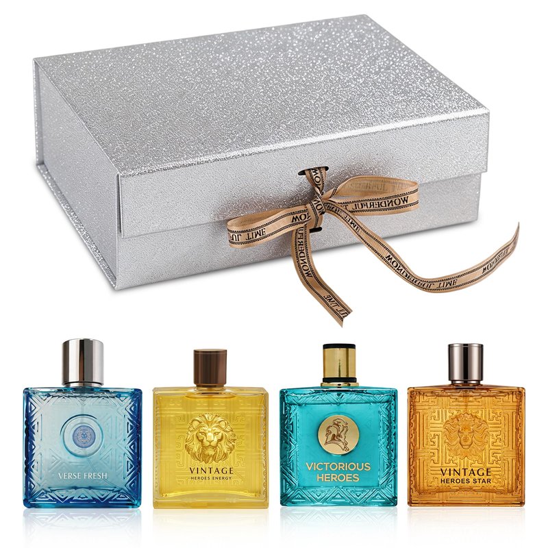 A CENTER Men's Cologne Gift Set 4 x 3.4 FL oz|Luxury perfume with Premium Presentation Box|Perfect Valentine's Day Gift for Him|Long Lasting Fragrance(VintagHeroeEnergy&Star&Verse&Victorious)