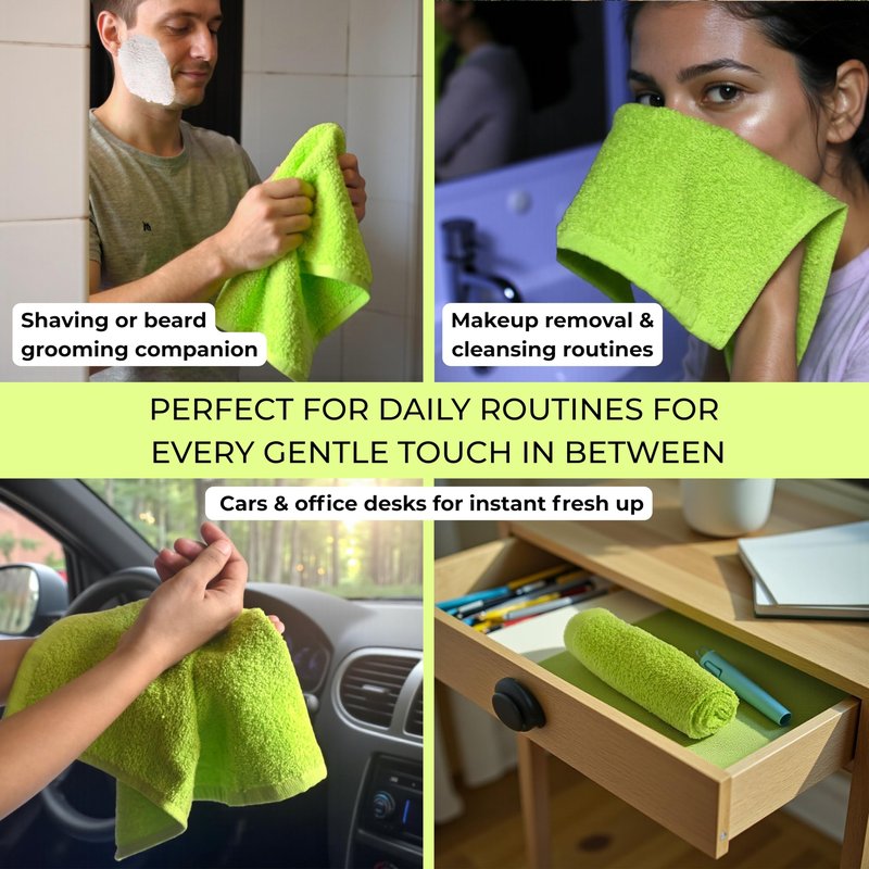 LIVINATI Lemon Lime 100% Cotton Wash Cloths for Showering Body and Face - 12"X12" 6 Pack Washcloths - Small Terry Towel Bath Rags for Adults and Kids Bathroom - Soft Absorbent