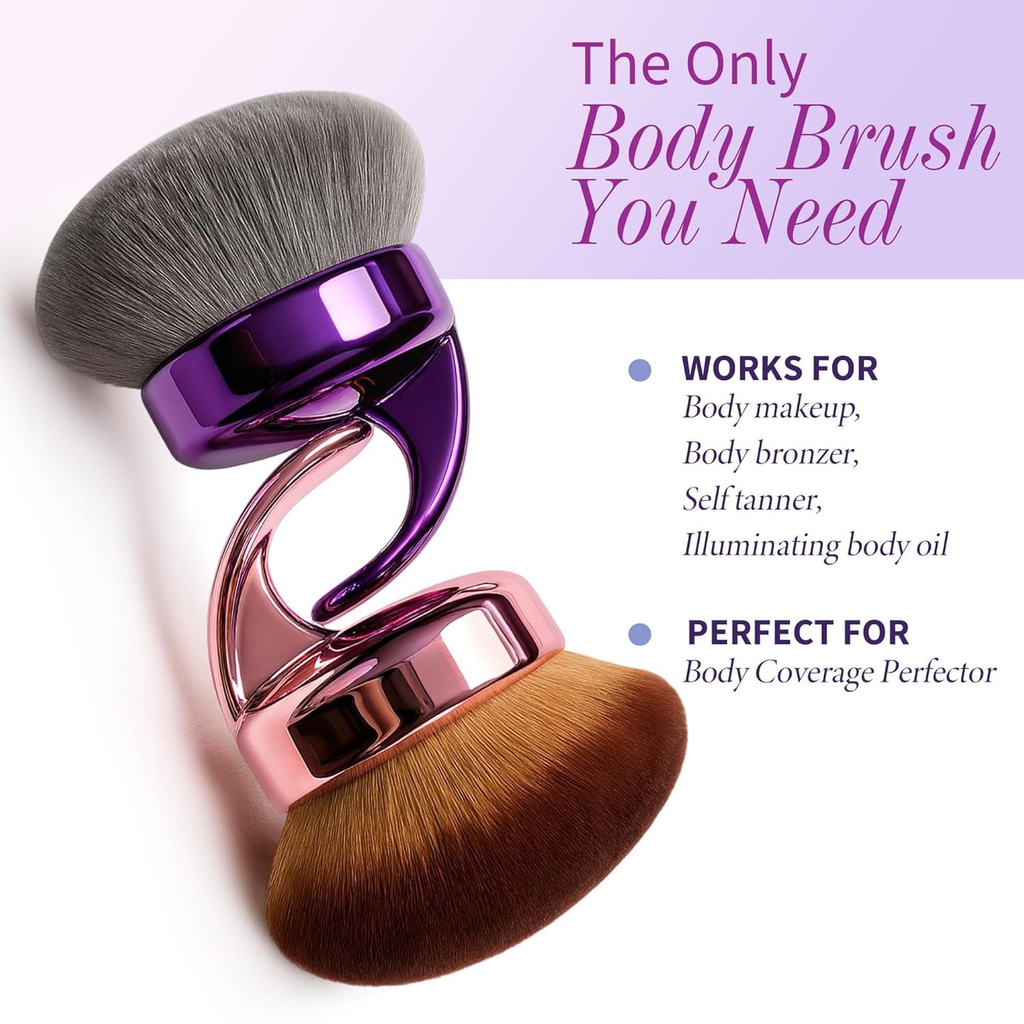 Ultra Large Body Makeup Brush - Blend & Blur Kabuki Applicator for Self Tanner | 5.11-Inch Wide Head - Purple