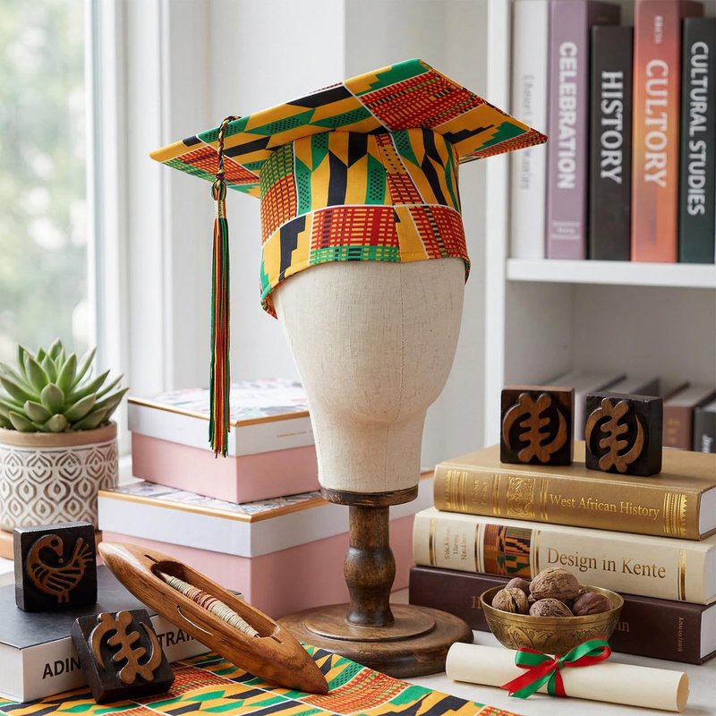 Cuffbow Kente Graduation Cap African Graduation Hat Kente Grad Custom African Grad Accessories for Black Student Graduates Ceremonies College Celebration Party Supplies