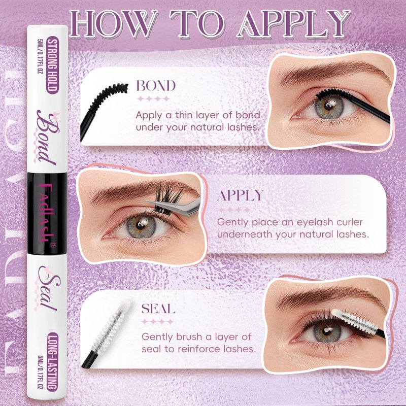 FADLASH Lash Bond and Seal 10ml Lash Cluster Glue Strong Hold Eyelash Cluster Glue Waterproof