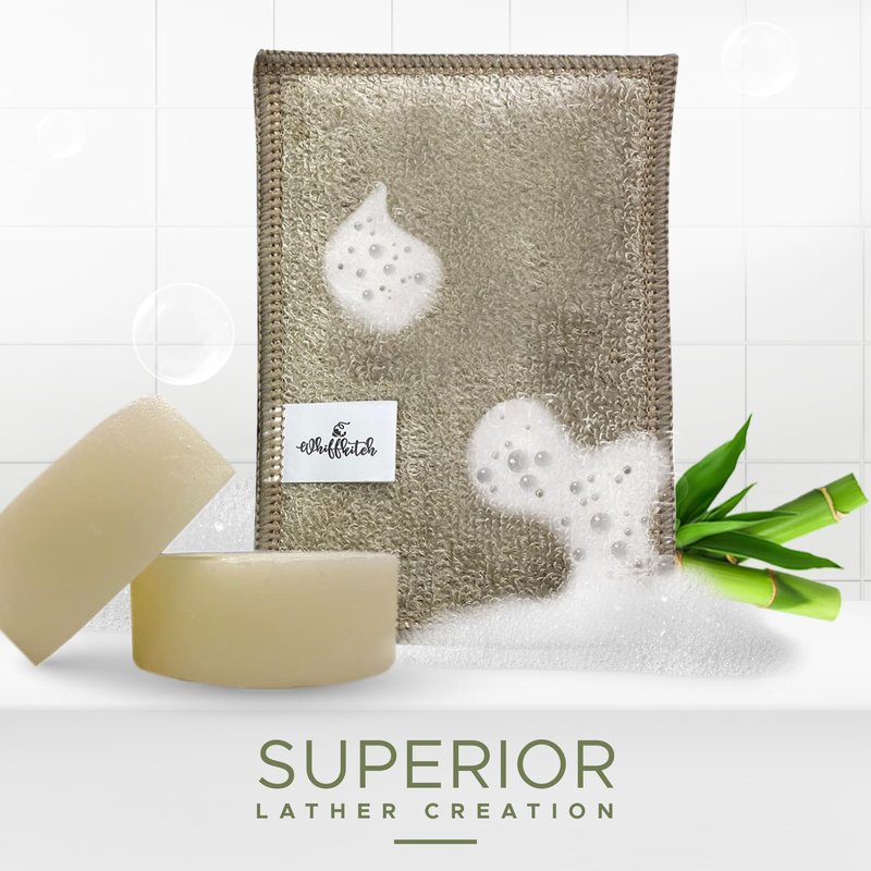 Whiffkitch Soap Pouch 5-Pack – Versatile Mesh Scrubber Wash Bag for Shower & Bath, Bamboo Fiber Bar Soap Holder & Travel Bag, Durable Scrubber Pouch for Rich Lather, 4x5 inches