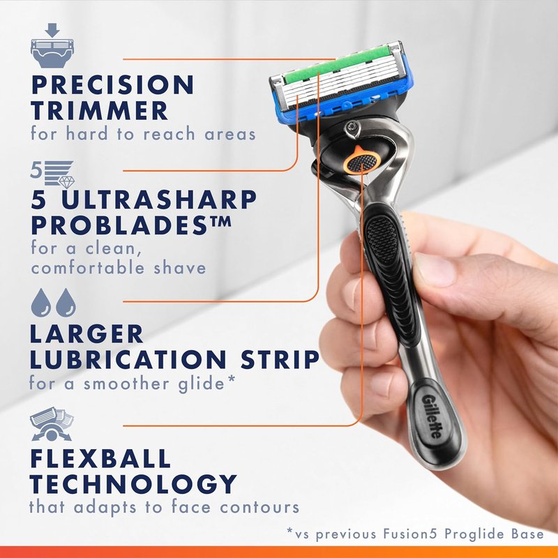 Gillette Fusion5 ProGlide Razor Blade Refills - 5-Blade Design with Precision Trimmer | 10 Count