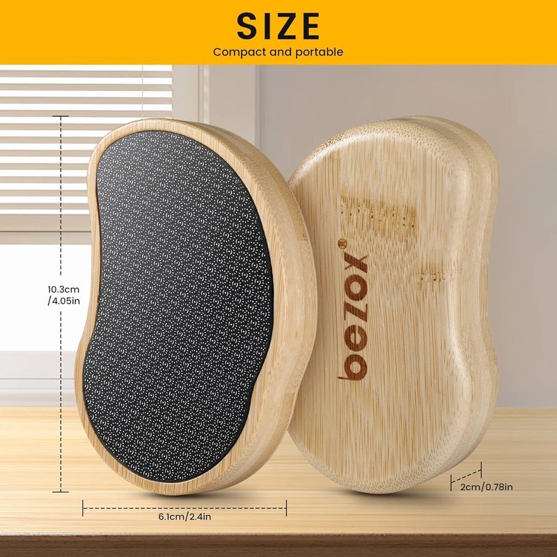 BEZOX Nano-Glass Pumice Stone for Feet Dead Skin, Eco-Friendly Pedicure Foot File Callus Remover - Bamboo Handle