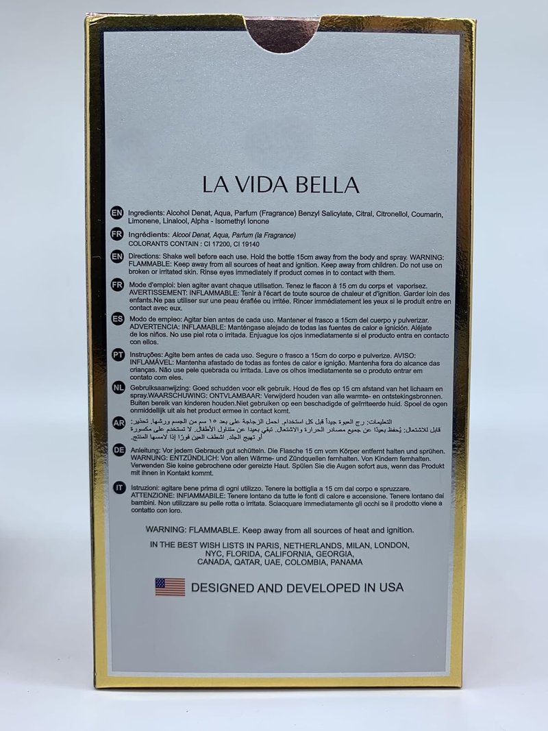 La Vida Bella Women's Cologne - 3.4 Fl. Oz. Eau de Parfum Spray | Elegant Fragrance for Daily Wear