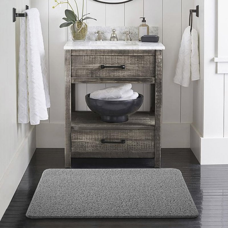 Asvin Soft Textured Bath, Shower, Tub Mat, 24x16 Inch Rectangular, Phthalate Free, Non Slip Comfort Bathtub Mats with Drain, PVC Loofah Bathroom Mat for Wet Areas, Quick Drying, Grey