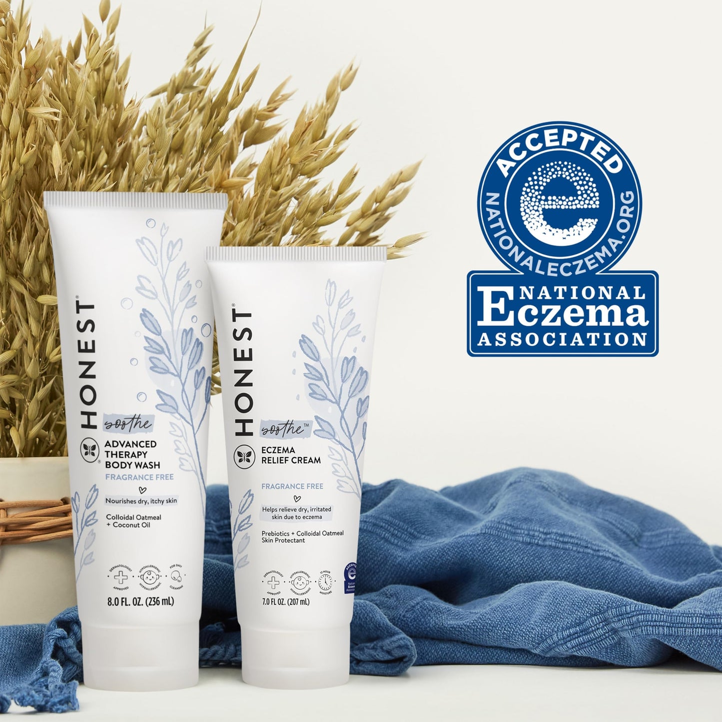 The Honest Company Eczema Soothing Therapy Cleansing Body Wash, Naturally Derived Gentle for Baby, Prebiotics Colloidal, Oatmeal, 8 oz