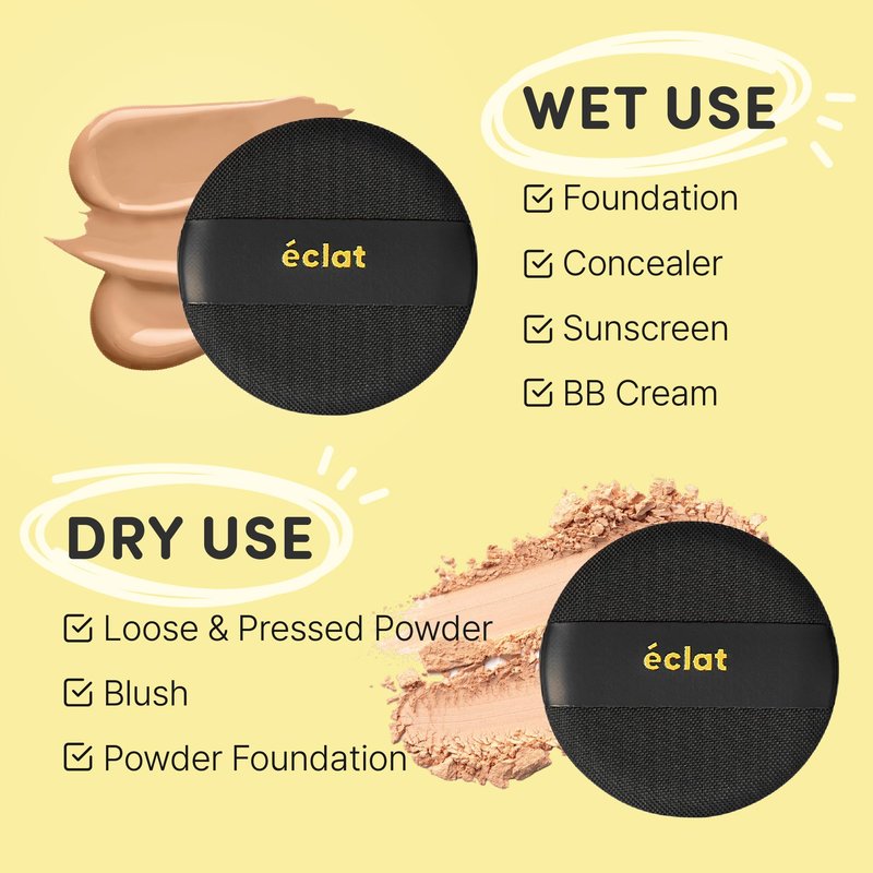 Éclat Makeup Sponge Set, 8 Pcs Air Cushion Puff, Latex-Free Blender Sponge Palette, Wet & Dry Use for Liquid, Powder, Cream Foundation, Soft Round & Teardrop Professional Beauty Blending Applicators