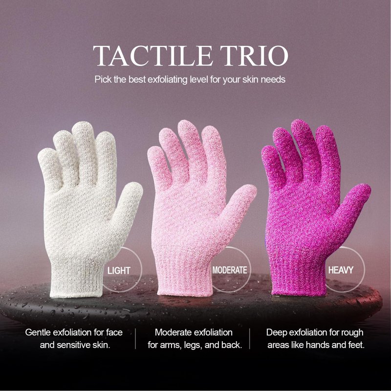 Evridwear Exfoliating Dual Texture Bath Gloves for Shower, Spa, Massage and Body Scrubs, Dead Skin Cell Remover, Gloves with Hanging Loop (1 Pair Innuendo Heavy Glove)