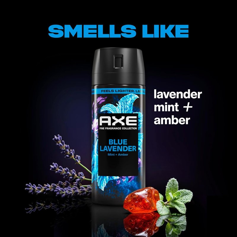 AXE Fine Fragrance Collection Body Spray 3 Count Blue Lavender 72 Hour Freshness Aluminum Free 2.9 oz