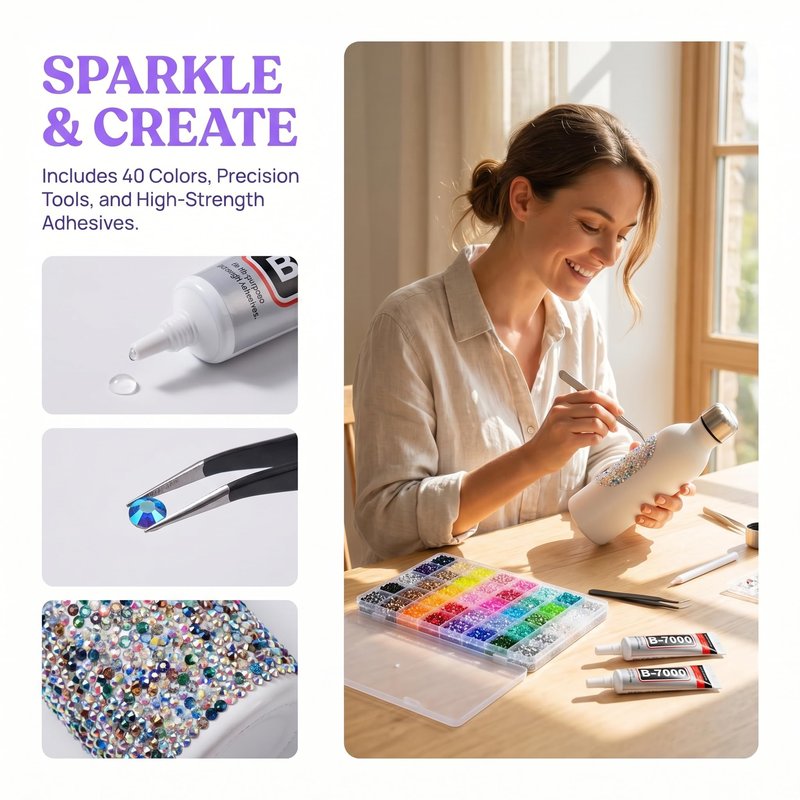 Bedazzler Kit with Rhinestones, Colorful DIY Resin Rhinestone Kit for Bedazzling, Resin Jelly Rhinestones for Bedazzling Kit for Diamond Art Bedazzled Nail Art Crafting Makeup (32000)