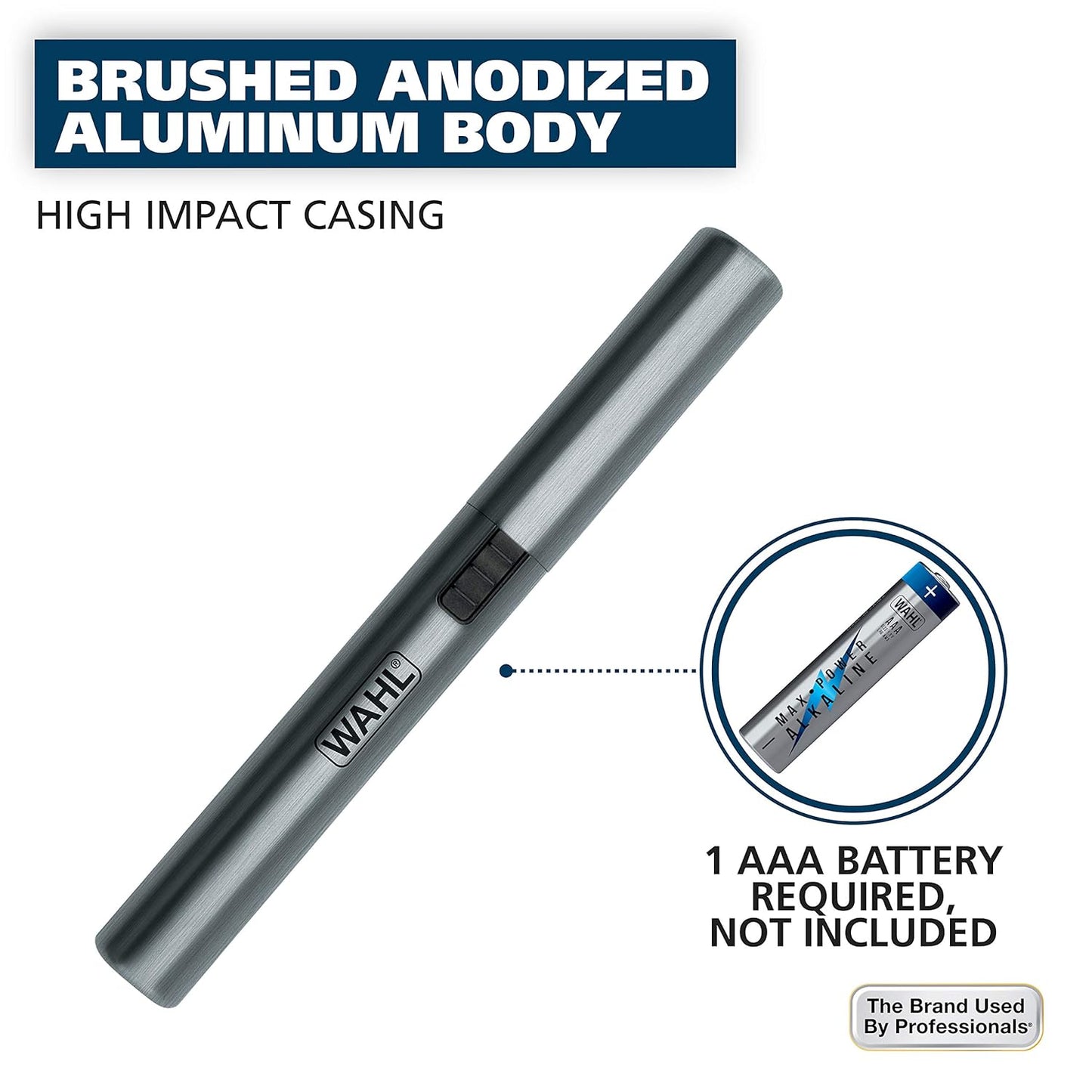 Wahl Micro Groomsman Personal Trimmer - Battery Powered Facial Detailing Tool | Rinseable & Interchangeable Heads