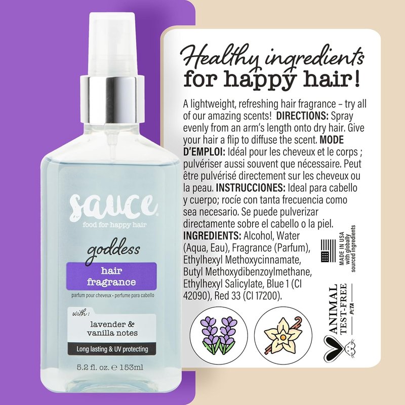 SAUCE BEAUTY Goddess Hair Fragrance - 5.2 Oz | Long-Lasting UV Protection with White Lavender & Tahitian Vanilla