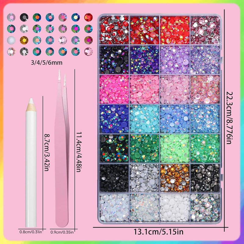 Skiennix Color Rhinestones - 22300 Pcs Jelly Bedazzling Resin Gems for Crafts | Multi-Color Set