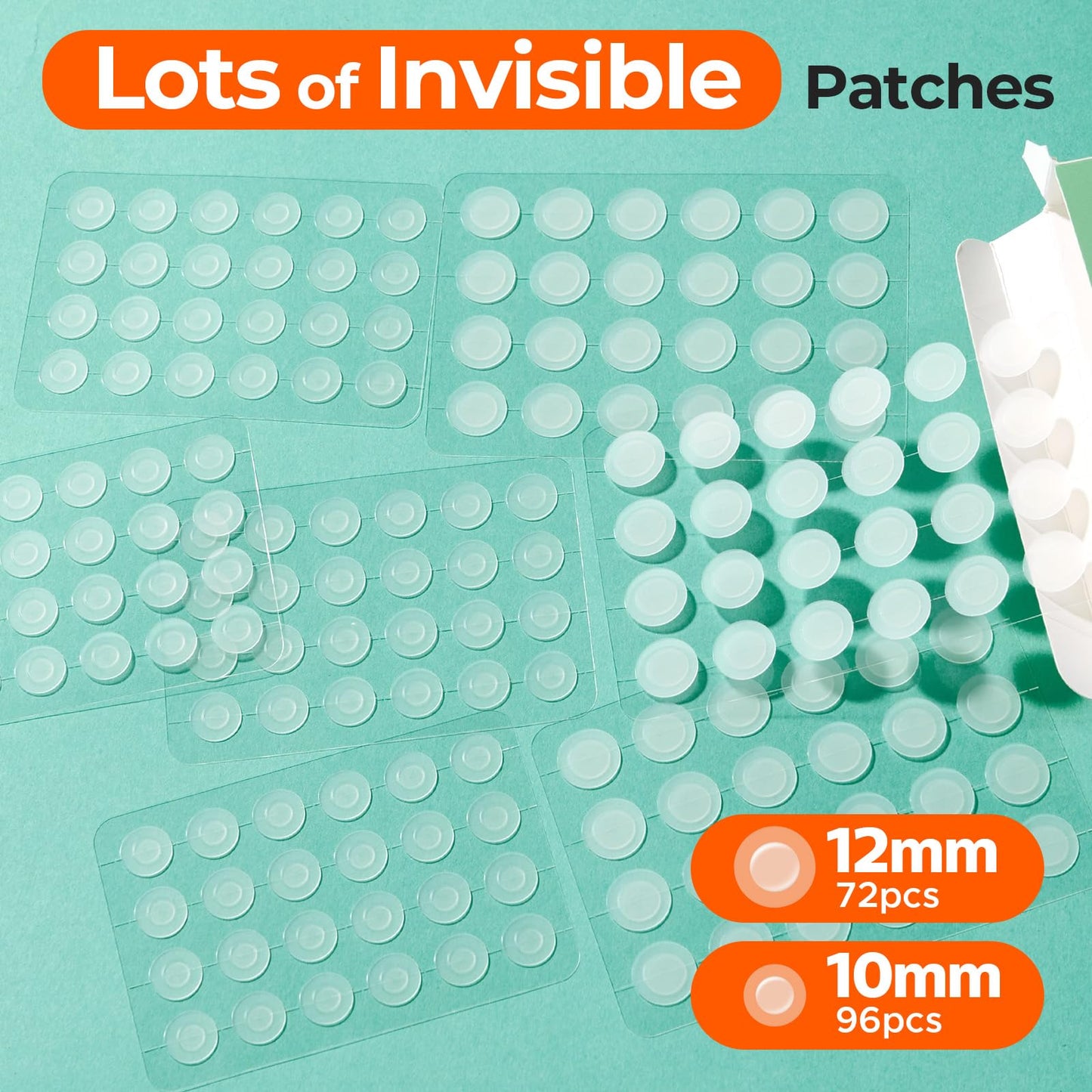 TKTK Pimple Patches for Face, 0.01cm Ultra-Thin Invisible Acne Patches, Hydrocolloid Patches for Breakouts, Absorbs Zits & Blemish, Suitable Under Makeup, 2 Sizes(10mm/12mm) 168 count