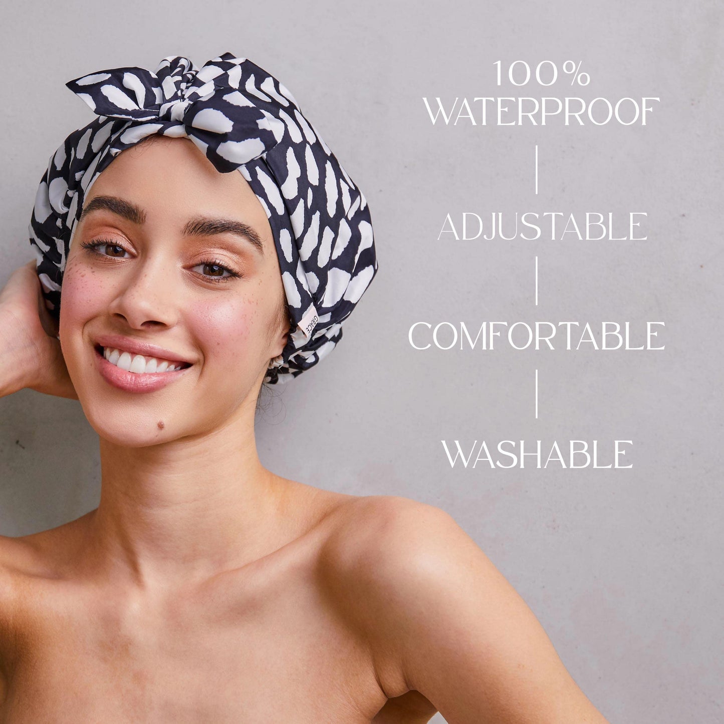GRACE & COMPANY Luxury Shower Cap For Women - 100% Waterproof, Reusable, Washable & Breathable Shower Caps