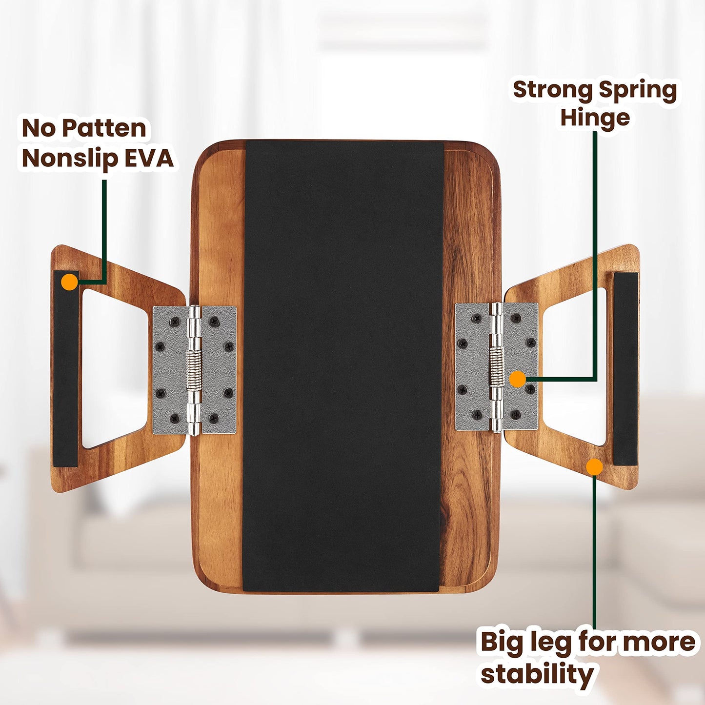 Tinamo Acacia Sofa Arm Tray, Rectangle Couch Armrest Table - Couch Accessories, Armchair Caddy, Clip on Tray for Home Sofa Living Room, Sofa Arm Table (White Rustic, 13.75" D x 9.5" W x 1" H)