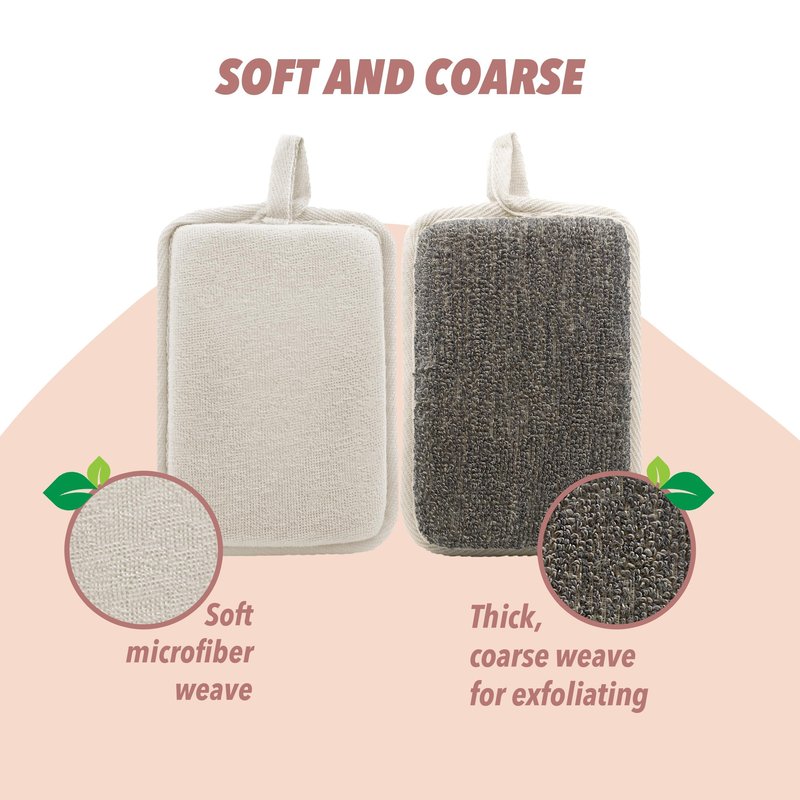 Earth & I Charcoal Loofah Sponge 4 Count, Loofa, Loofah Exfoliating Body Scrubber, Shower Loofah, Luffa, Loofah for Men and Women, Body Scrubbers for Use in Shower