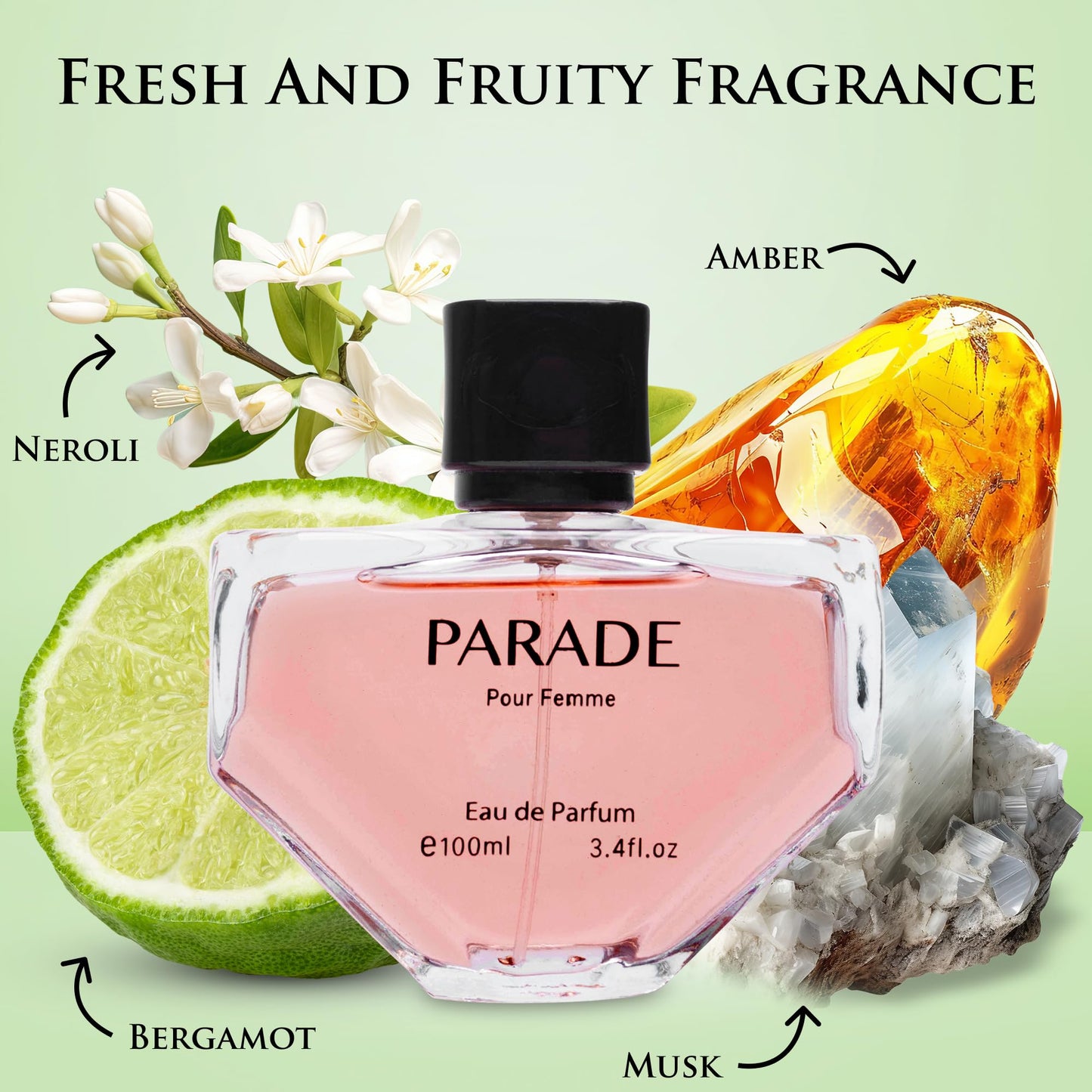 URBAN COLLECTION Parade for Women Eau De Parfum – Vegan, Cruelty-Free & Free of Paraben – Amber & Floral Scent – Pear & Bergamot Top Notes – Bourbon Vanilla & White Musk – Elegant 100ml Bottle