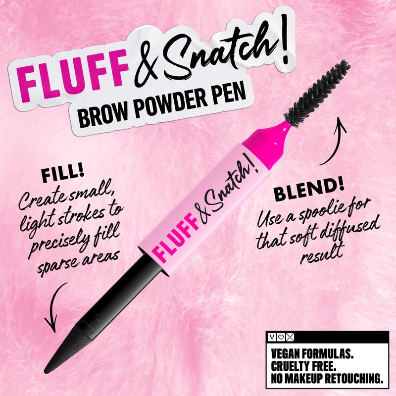 NYX PROFESSIONAL MAKEUP Fluff & Snatch Brow Powder Pen, Cream To Powder Eyebrow Pen For Soft, Defined Brows, Smudge and Transfer-Resistant Formula - Black