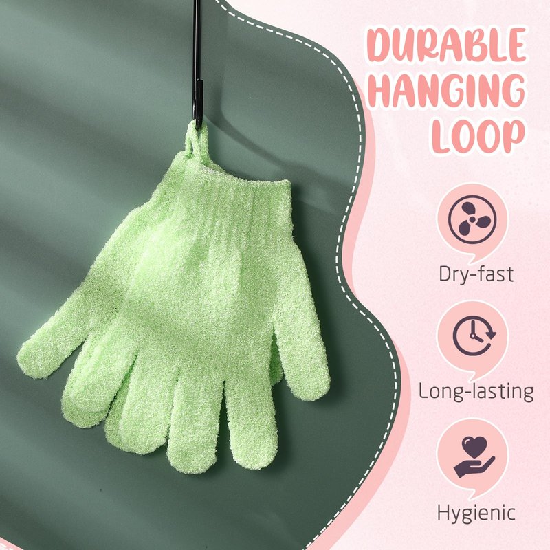 Didaey 104 Pcs Exfoliating Glove Bulk Shower Gloves with Hanging Loop Exfoliating Body Scrubber Dead Skin Remover for Body Bath Beauty Spa Massage Scrubs Men Women Bathing (Green)
