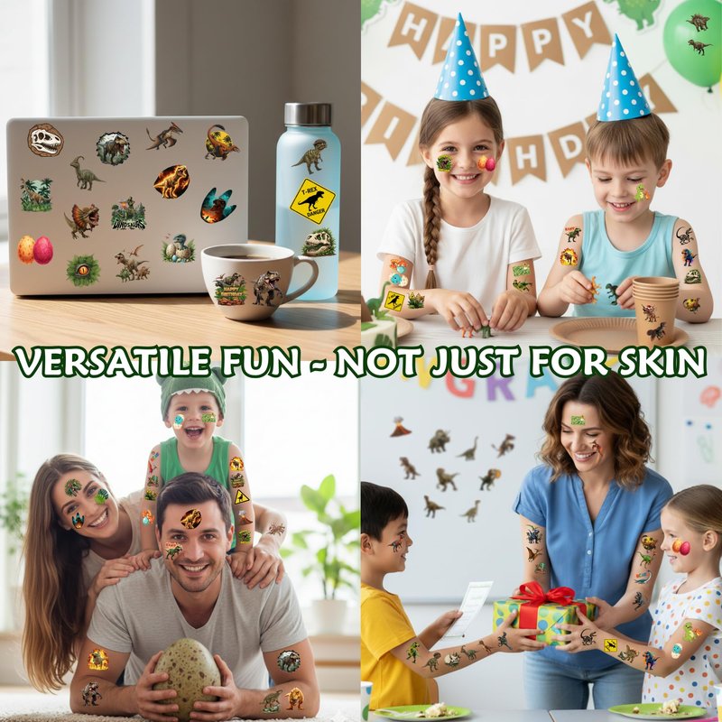 96PCS Dinosaur Temporary Tattoos Stickers - Dinosaur Themed Birthday Party Favors Birthday Party Decorations Supplies Accessories Gift Idea For Kids Teen Boys Girls Classroom Prizes Rewards
