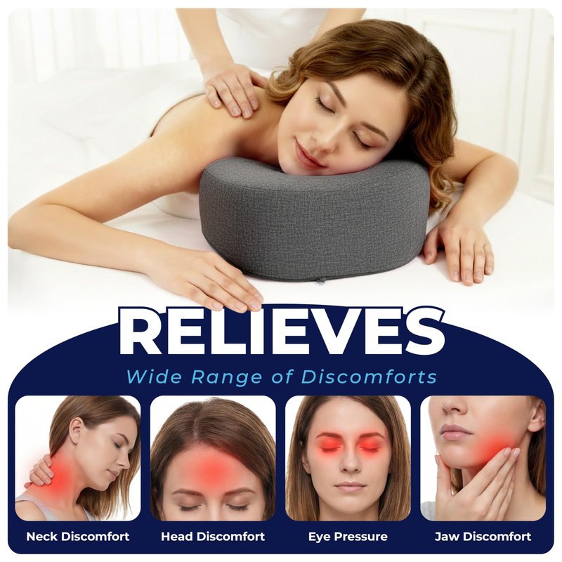 Face Down Pillow for Massage Bed – BBL & Eye Surgery Recovery Headrest | Stomach Sleeping Face Pillow for Prone Sleep, Tanning & Spa | Adjustable Memory Foam Cradle with Removable Cover (Grey)