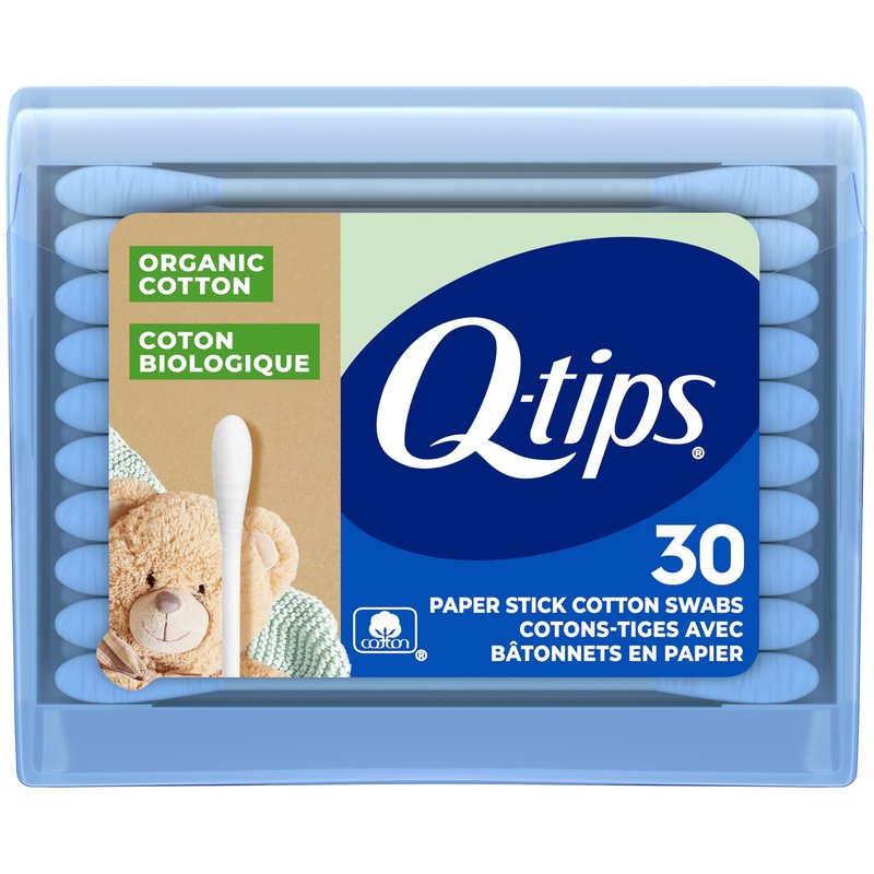 Q-Tips Organic Cotton Swabs Travel Size Toiletries, for Baby, Beauty and First Aid, 100% Organic Cotton, 30 Count
