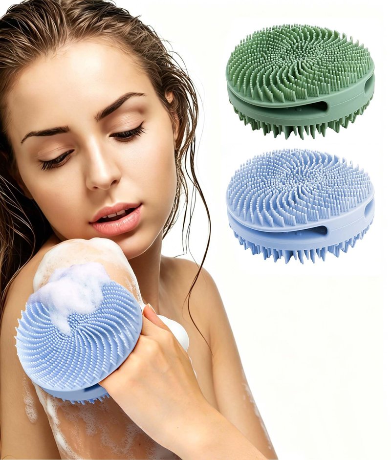 EaTubano Silicone Body Scrubber - 2 Pack Dual-Sided Exfoliating & Massage Scrubber for Women & Men, Rich Foaming Gentle Back Scrubber for All Skin Types (Green+Blue)