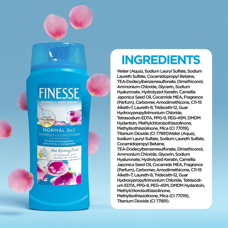 FINESSE Self Adjusting 2 in 1 Texture Enhancing Shampoo and Unisex Conditioner, 13 Ounce (I0025928)