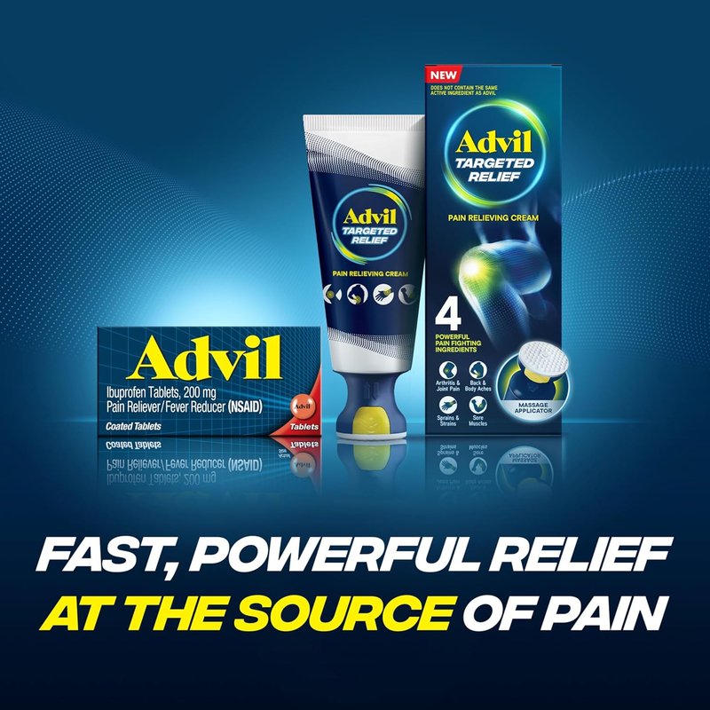 Advil Pain Reliever - Ibuprofen 200mg for Headache, Backache & Joint Pain Relief | 50 Coated Tablets