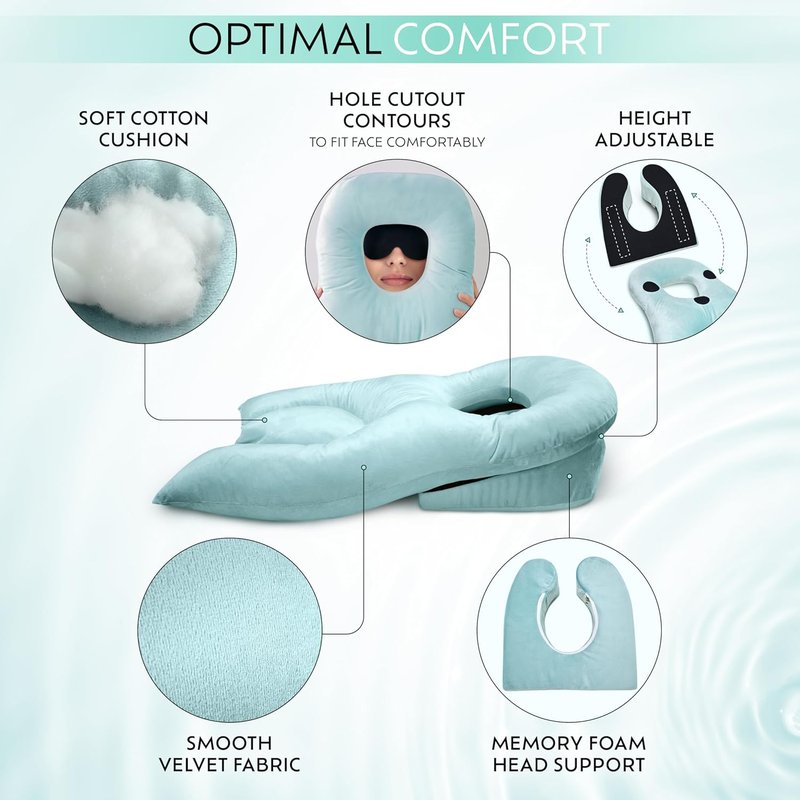 Skiennix Face Down Pillow - Ideal Support for Eye Surgery Recovery | Comfortable Massage Bed Pillow