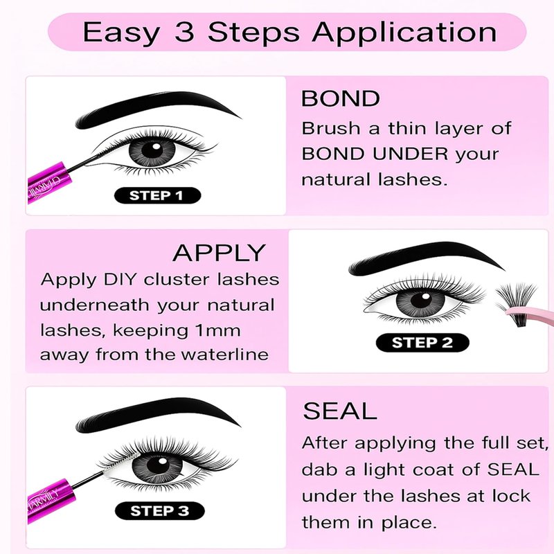 Lash Cluster Glue - Long Lasting Waterproof Bond & Seal for DIY Eyelash Extensions | Strong Hold 2-in-1