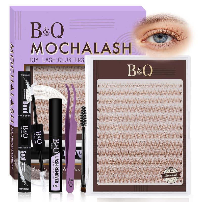 Brown Lash Clusters Kit - C-Curl Eyelash Extensions 8-16mm | Natural Wispy Clusters for Fair/Dark Hair