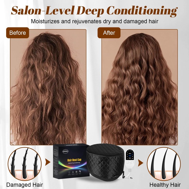 Hair Steamer for Deep Conditioning: Heat Cap with 118" Power Cord 10-Level Fast Heating & 3 Timer Settings for Natural Black Hair Thermal Steam Cap for Deep Conditioner Treatments
