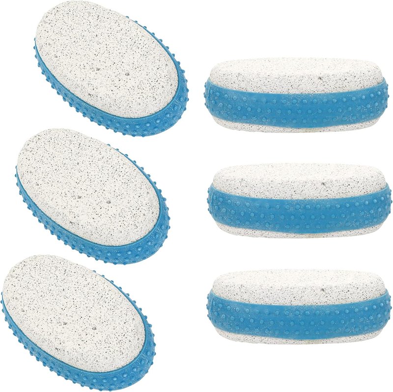 Pumice Exfoliating Stone Set - 6-Pack with Rubber Grip for Smooth Skin | Blue