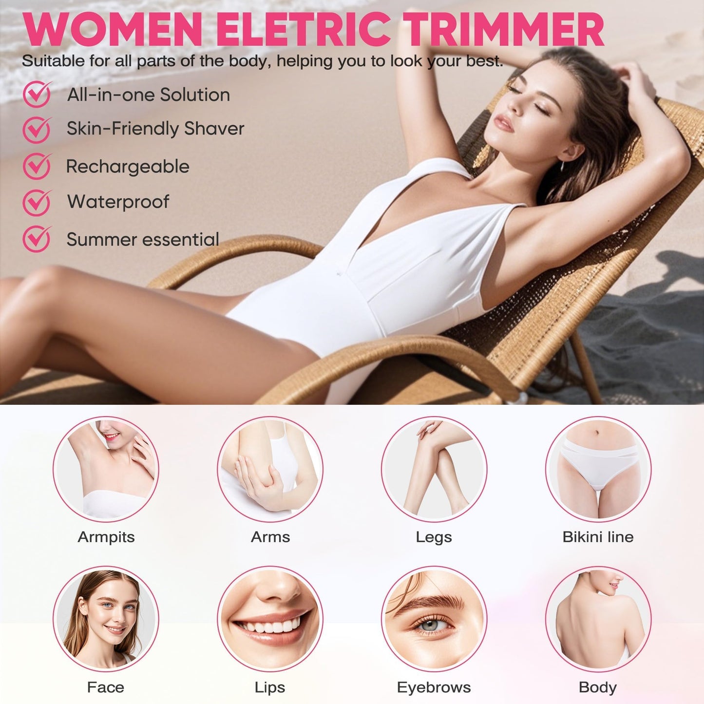 XDesign Bikini Trimmer for Women, 2 in 1 Electric Razors for Women, Dermave Bikini Shaver, IPX7 Waterproof & Easy Cleaning, Ceramic Blade, 120 Min Cordless Runtime, Ultra Low Silent