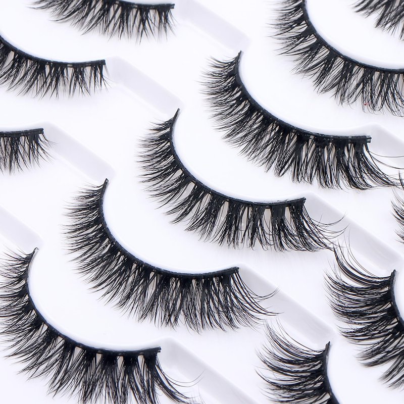 Azenlo False Eyelashes 20 Pairs Wispy Lashes Faux Mink Lashes 14mm 3D Fluffy Cat Eye Lashes （style 20-061)