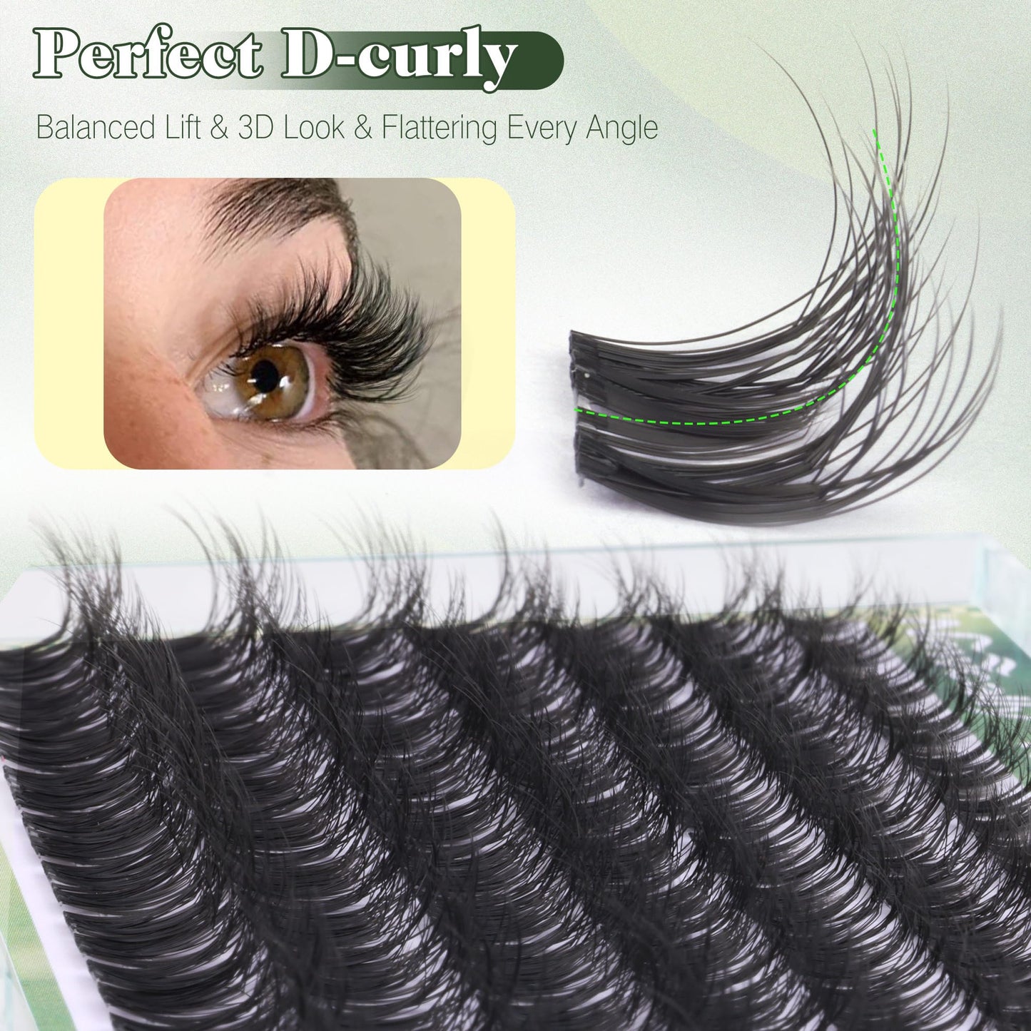 Wispy Lash Clusters Clear Band Natural Eyelash Clusters D-curly Lash Extensions Invisible Band Cluster Eyelash Extensions Spider Cluster Lashes 10-16MM Individual Lashes by Newcally