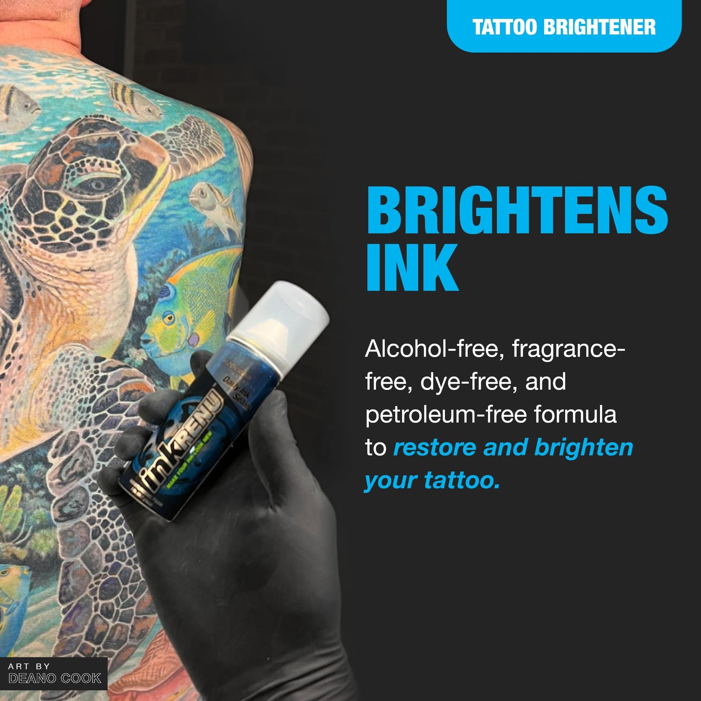 H2Ocean InkRenu Color Enhancing Tattoo Moisturizing Foam - Tattoo Brightener, Enhancer & Moisturizer for Tattoo Care - Tattoo Aftercare Lotion to Revive & Renew Tattoos - 2 oz