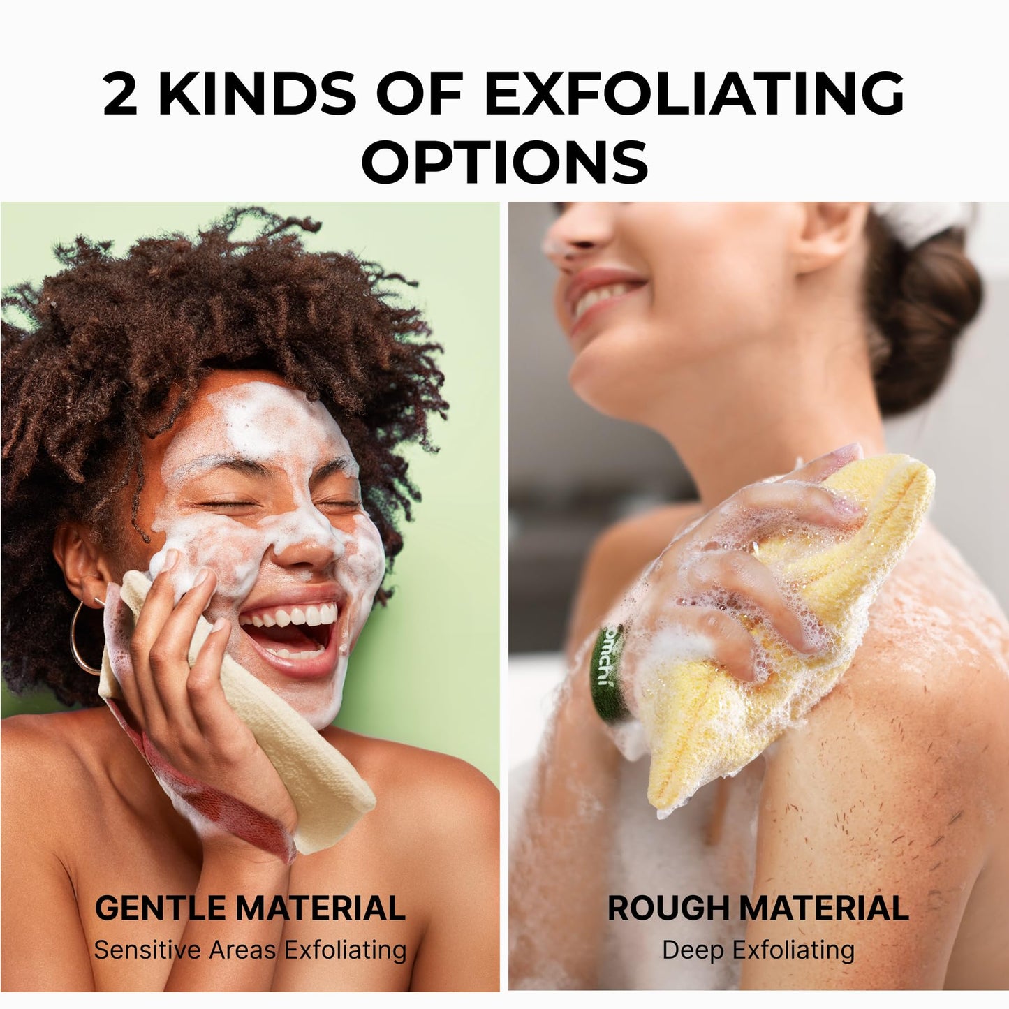 ZOMCHI Bar Soap Saver Bag with Different Roughness, Exfoliating Soap Bag, Soap Pouch for Body Wash (2 Pieces, Yellow)