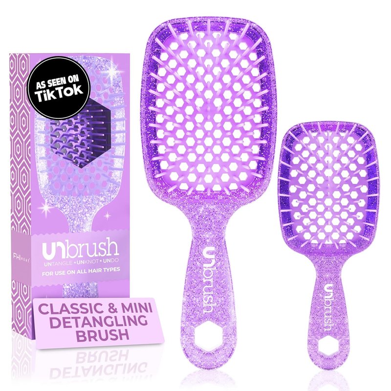 FHI Heat UNbrush Detangling Brush Combo Pack - Original & Mini for All Hair Types | DuoFlex Anti-Static Design