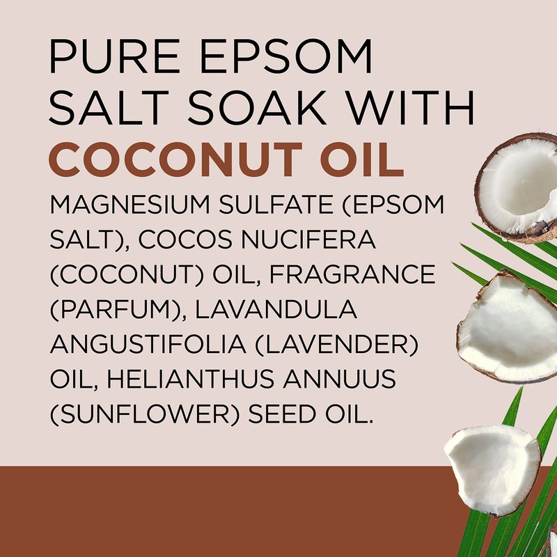 Dr Teal's Epsom Salt Magnesium Soak, Nourish & Protect with Coconut Oil, 3 lbs (Pack of 4)