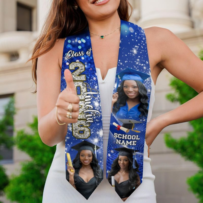 Coifrok Personalized Graduation Stole Class of 2026 Custom Graduation Sash Graduation Stoles Customize Photo 72''
